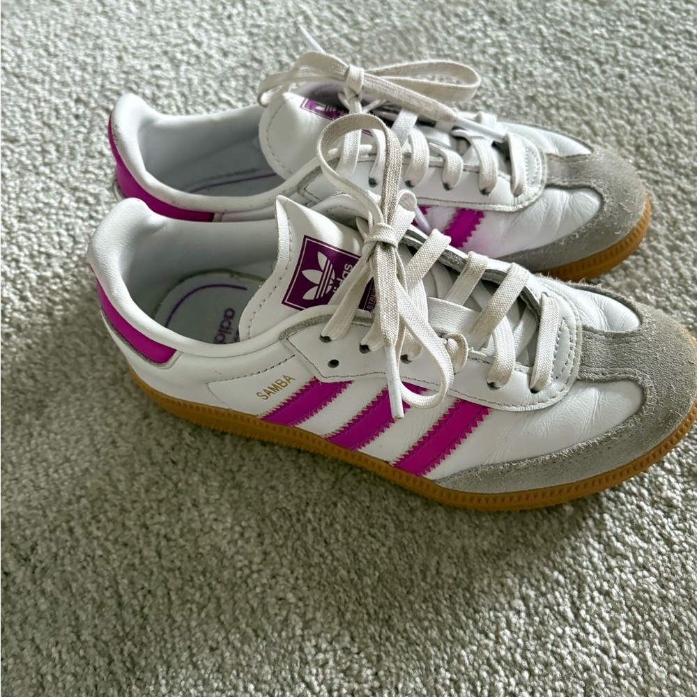 Adidas Kids' Samba White and Pink Sneakers